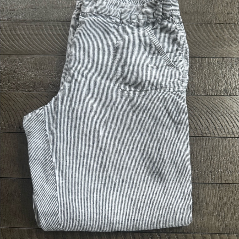 Chico's blue and white striped Monochrome Linen Trousers
